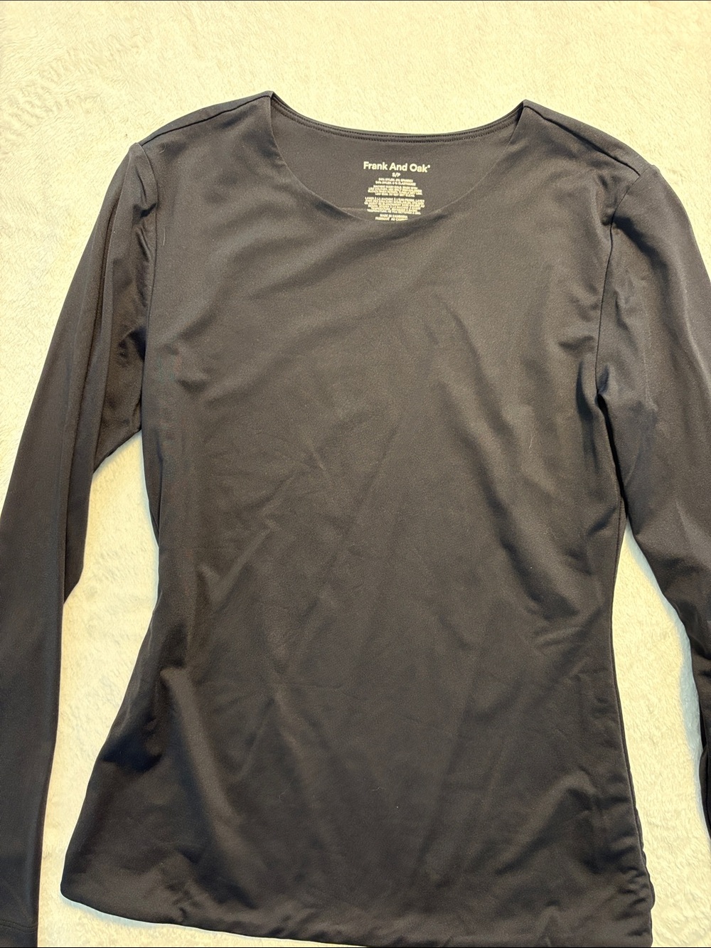 Frank & Oak Black Long-Sleeve Crewneck Top